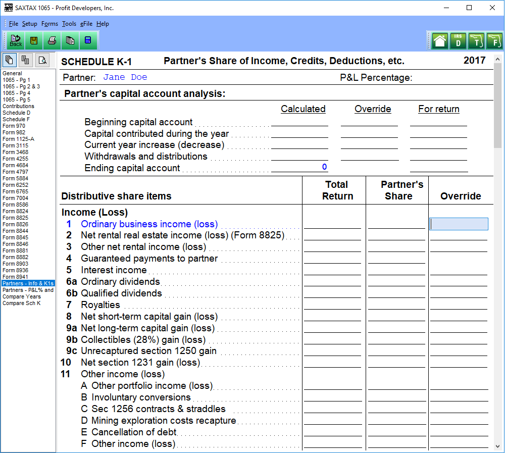 Our 1065 Program (Partnerships) features easy data entry and the automatic ...